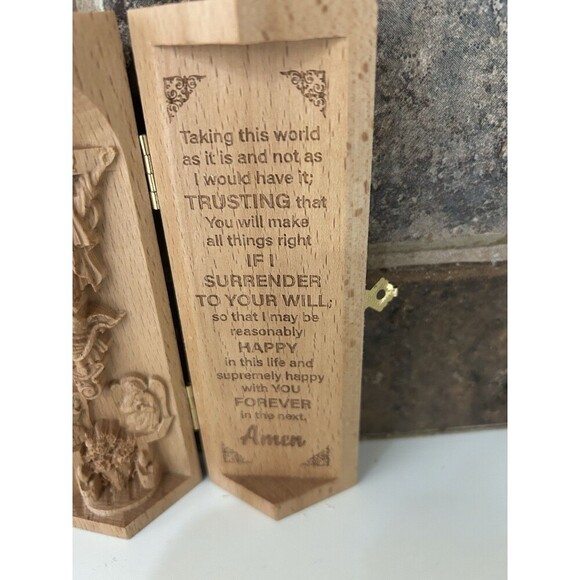 Serenity Prayer Christian Gifts, Statue of Jesus, Angels Statue, Catholic Wood - Picture 4 of 6